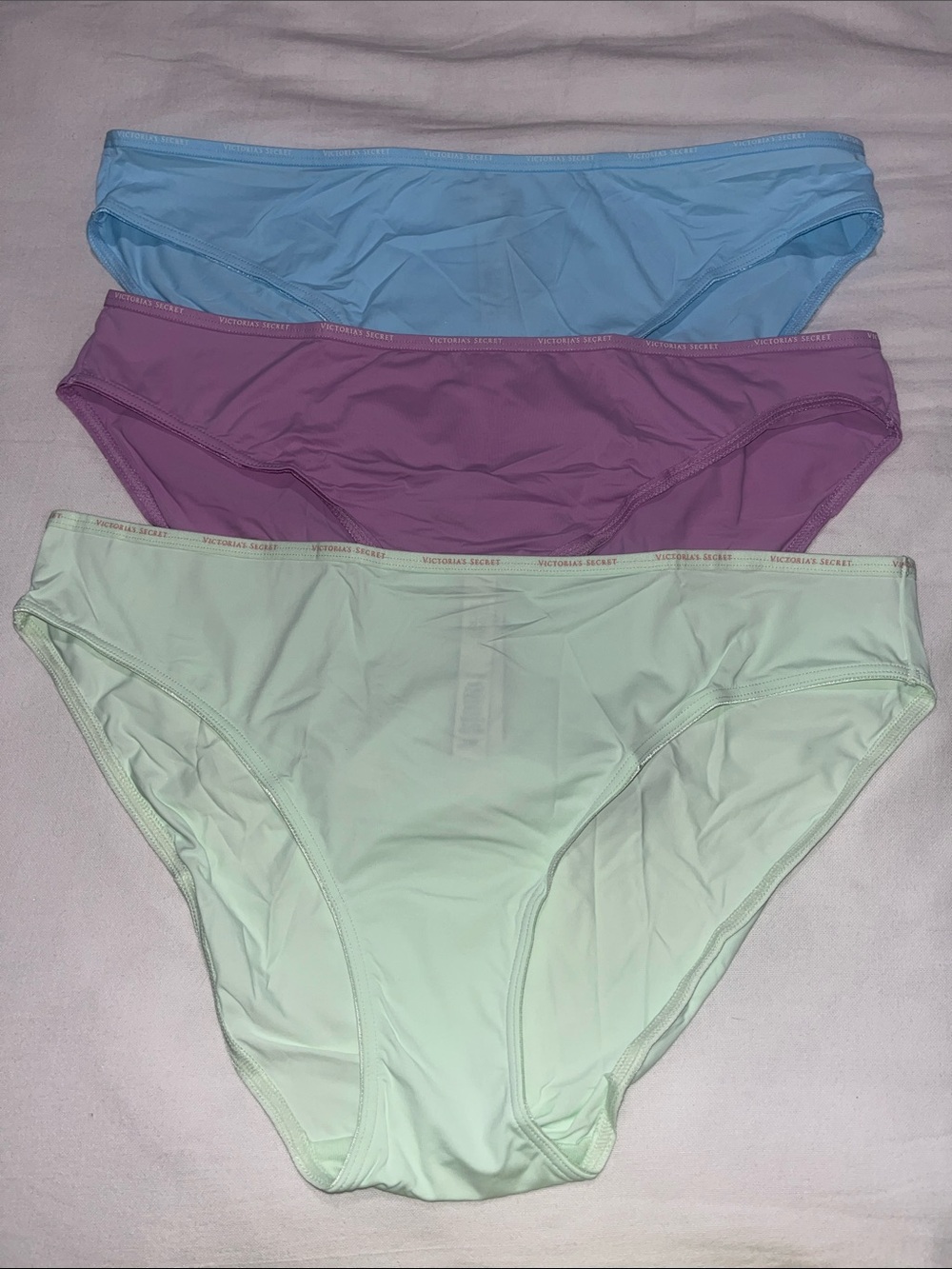 Victoria's Secret Smooth Silky Satin Bikini - Light Blue, Lavender, Mint